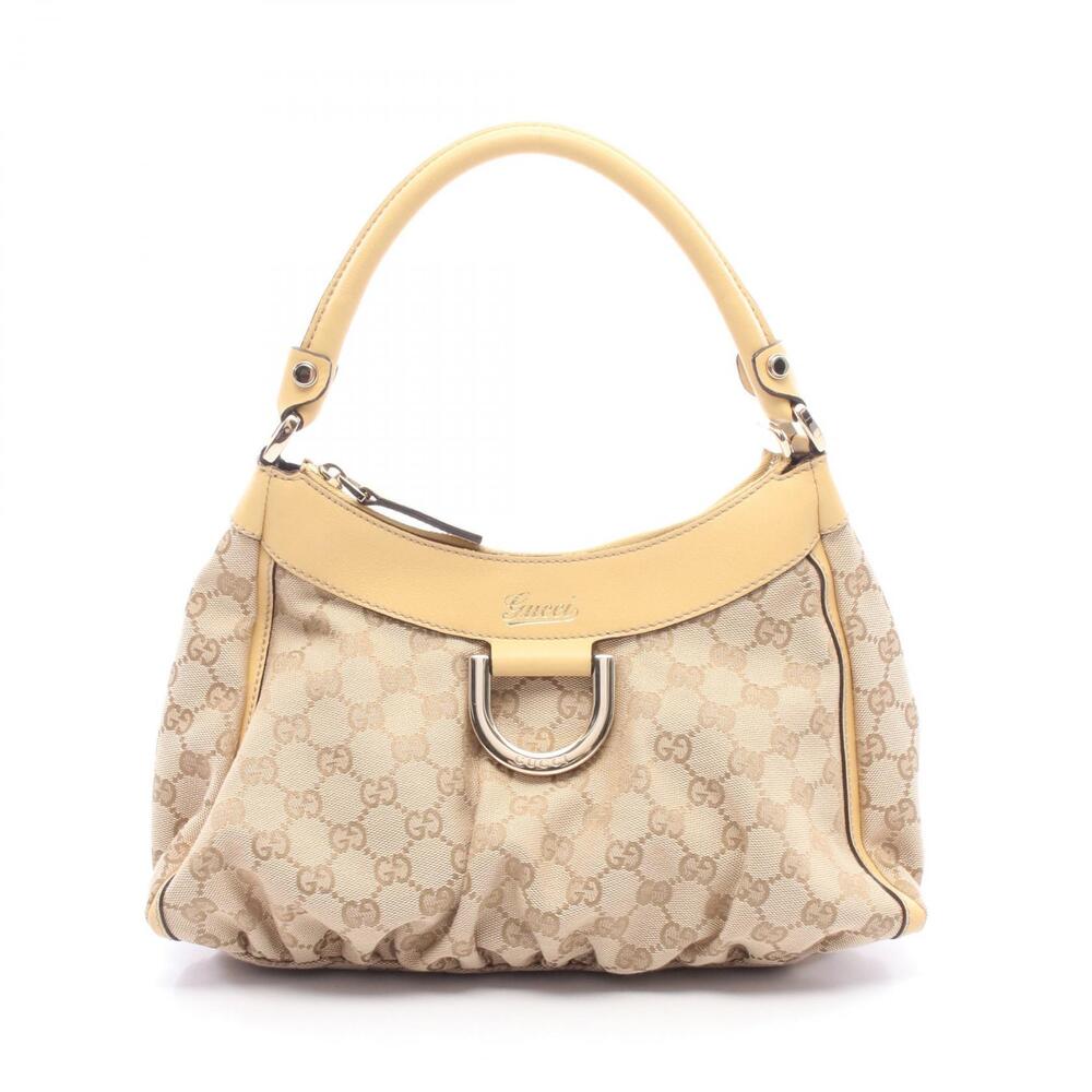 Gucci Abbey GG Canvas Leather Shoulder Bag Beige Yellow